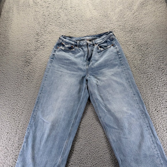 American Eagle Outfitters Real Goods Jeans Womens 10 Blue Denim Straight Baggy - Picture 2 of 12